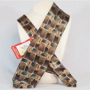 J Garcia Collection Fourteen Carousel Mens Neck Tie Shades Of Brown And Green